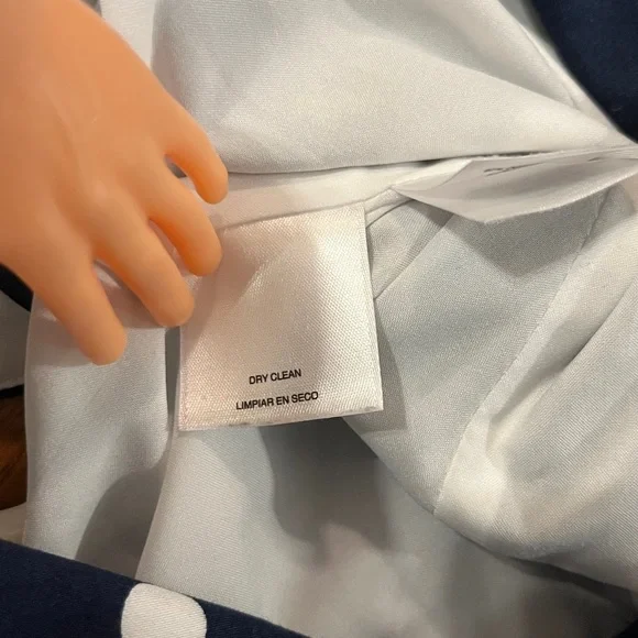 Anne Klein Navy Blue & White Polka Dot Midi Dress - Picture 16 of 17